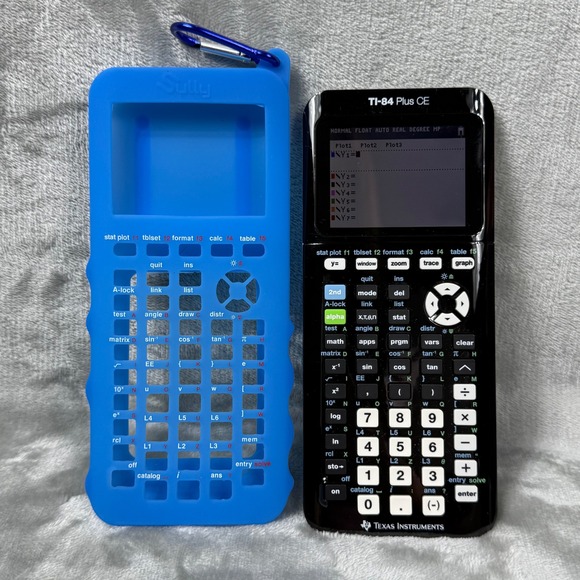 Texas Instruments TI-84 Plus CE Graphing Calculator Black/White with Case EUC - Picture 1 of 14
